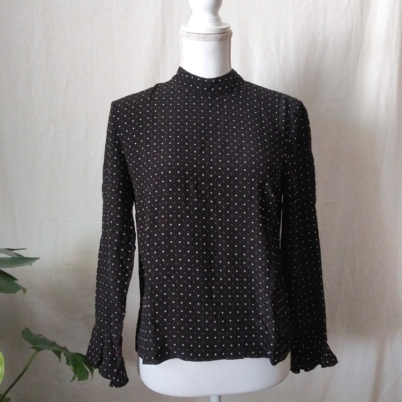 Zara Tops - Polka Dot Mock Neck Blouse